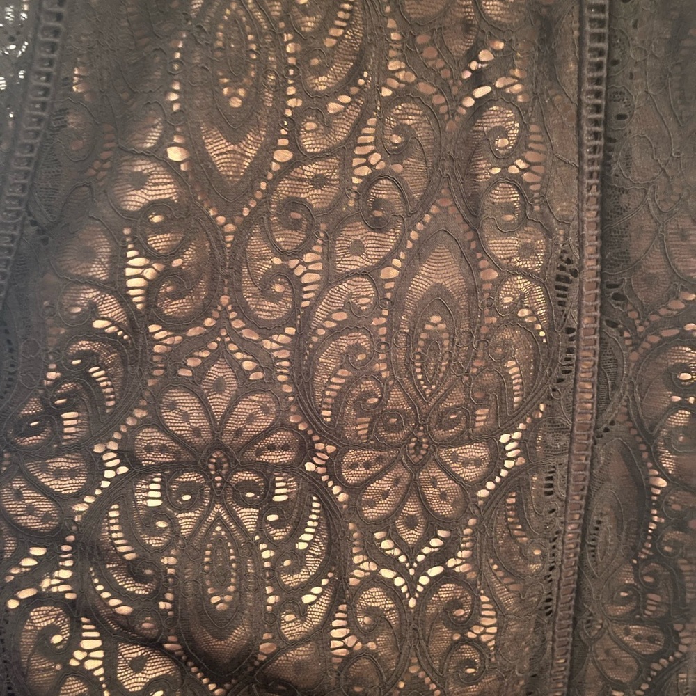 Sexy lace 1920s style mini dress black and flesh tone